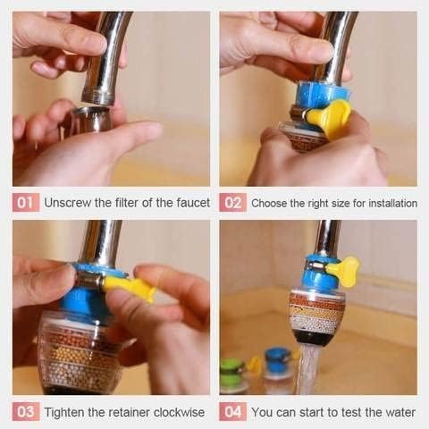 Activated Carbon Faucet Water Filter Universal Interface Home Kitchen Faucet Tap Water Tap Filter Multilayer Clean Purifier Filter Cartridge Five Layer Water Filter