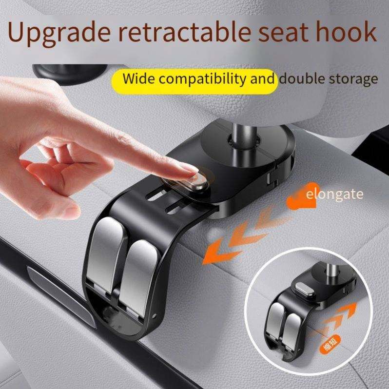 Car Seat Back Headrest Hook with Foldable Dual Hangers