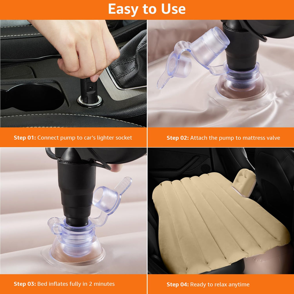 Inflatable Car Air Mattress with Rechargeable Pump