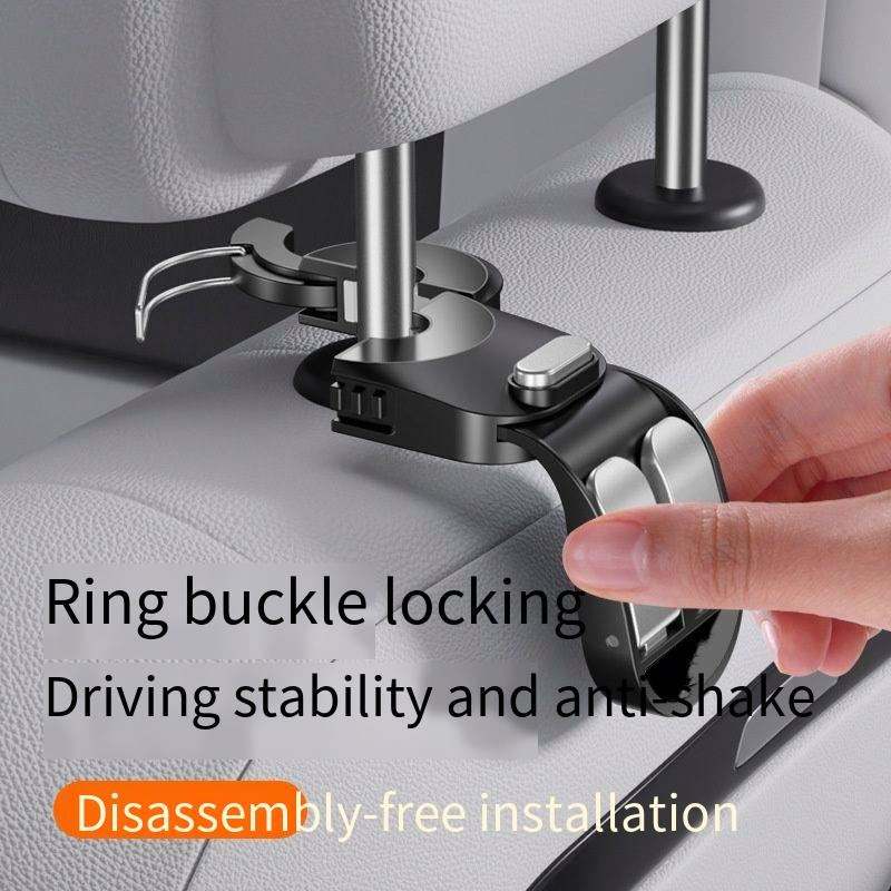 Car Seat Back Headrest Hook with Foldable Dual Hangers
