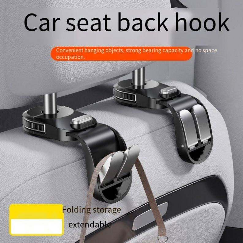 Car Seat Back Headrest Hook with Foldable Dual Hangers