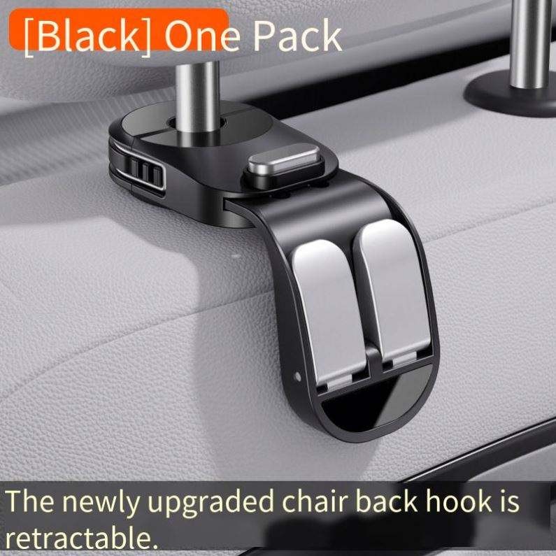 Car Seat Back Headrest Hook with Foldable Dual Hangers