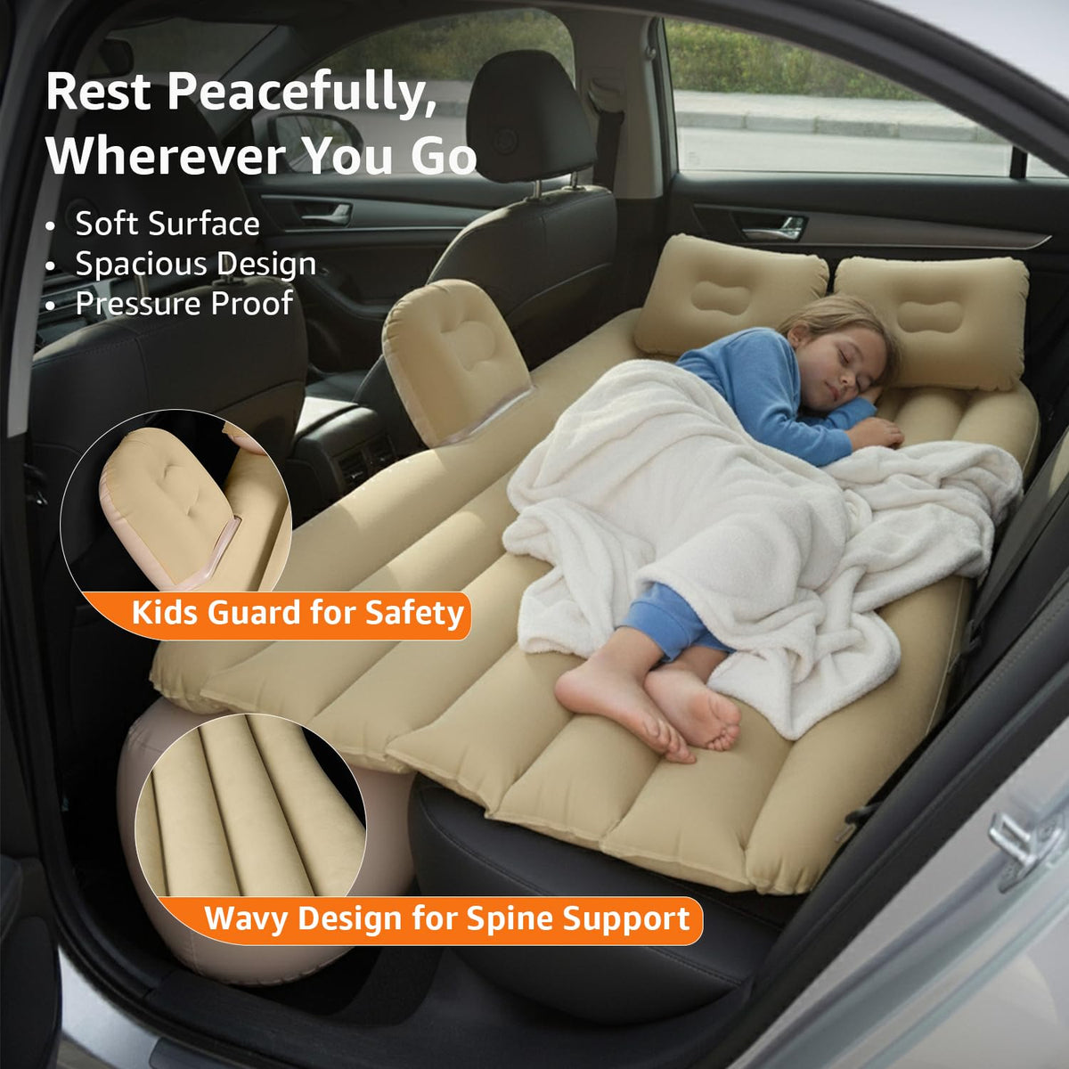 Inflatable Car Air Mattress with Rechargeable Pump